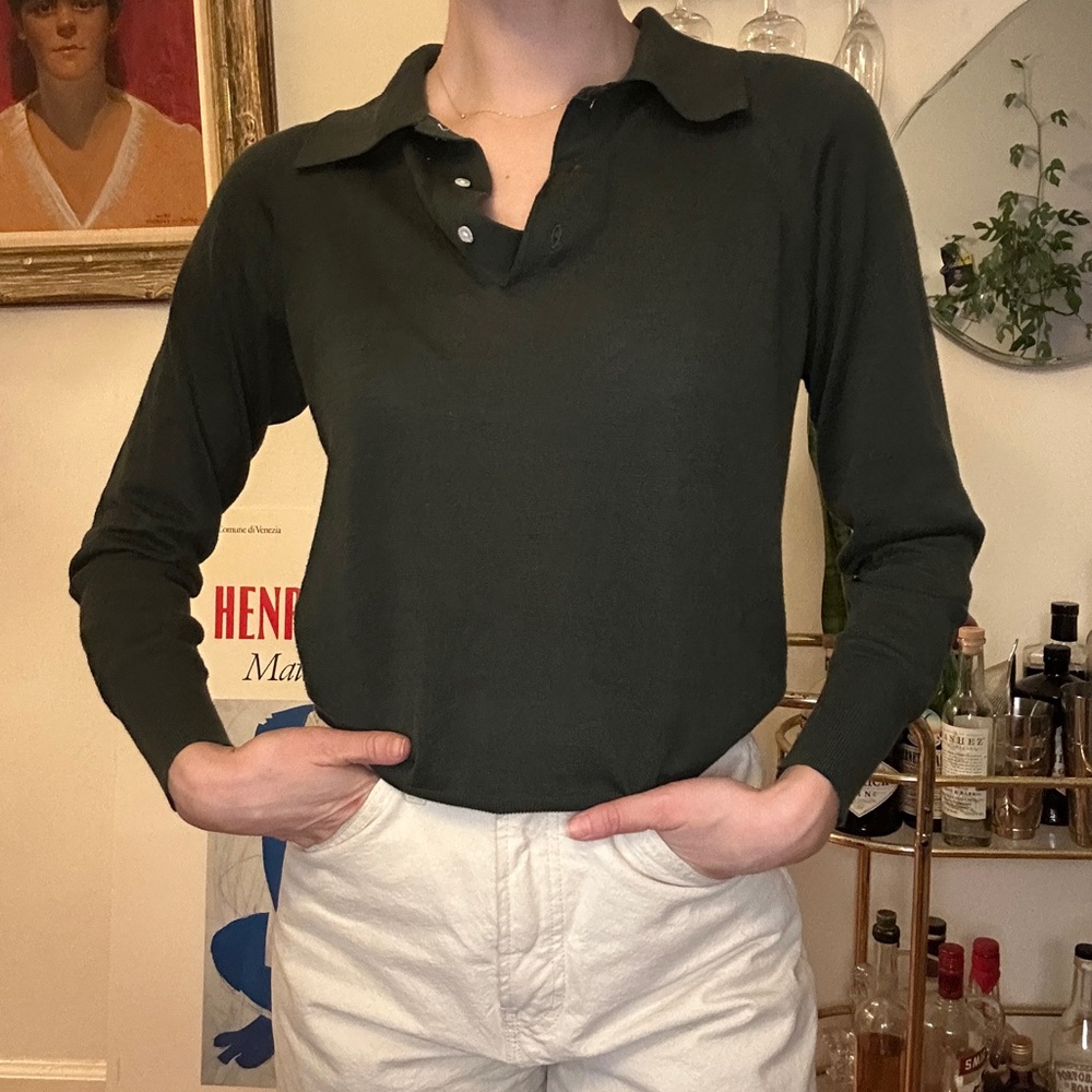 Dark Green Long Sleeve Polo Shirt